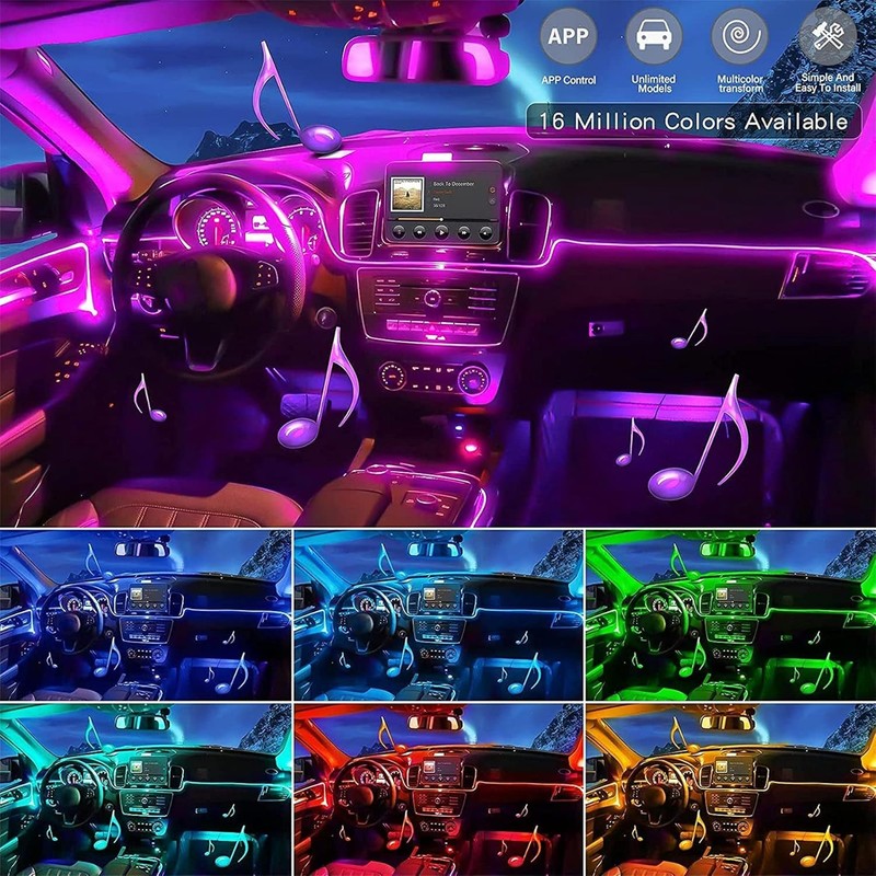Acrylic Car LED Interior Lighting, RGB Ambient Lighting Car Strip