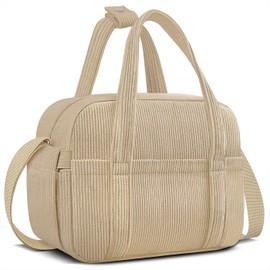 KUBYA Lunch Box Lunch Bag for Women Adults Men, Cute Insulated Reusable Leakproof Simple Lunch Boxes Soft Corduroy Lunch Tote Bag Large Cooler Bag for Work, with Shoulder Strap