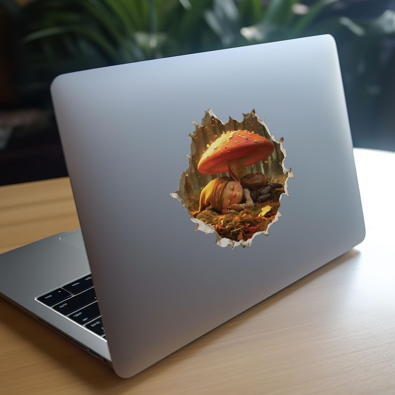 Sleeping Gnome - Wall Hole 3D Wall Sticker