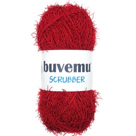 Buvemu Scrubber Yarn for Crocheting Knitting Dishcloths Washcloths Crafty Items, 100 Gram (3.53 Ounces) 88 Yards (80 Meters) (Red)