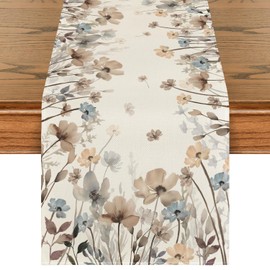 Artoid Mode Ink Painting Poppies Blossom Spring Table Runner Kitchen Dining Table Decoration Indoor Holiday Party Decor 40 x 100 cm