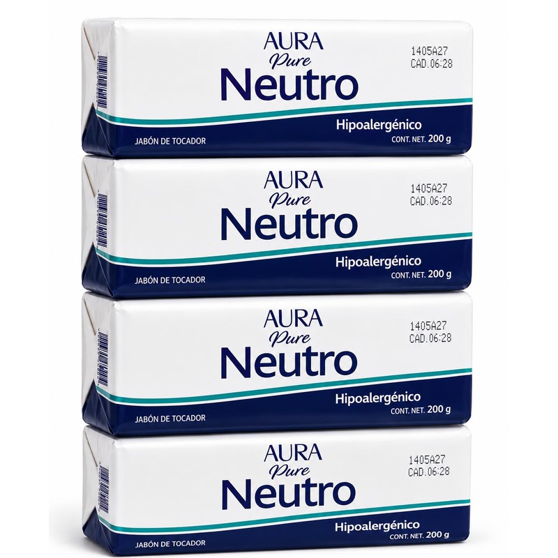 Jabón Neutro de Tocador Pack de 4 Piezas 200g c/u,