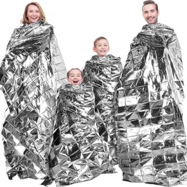 Maitys 8 Pcs Emergency Blankets High Silver Reflective Foil Sheet Heat Foil Protection Rescue Camping Blanket Hiking Space and Garden Greenhouse Covering Plant Growth Sheet