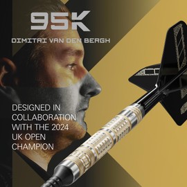 Target Darts Dimitri Van den Bergh Soft Tip 95K Dart Set, 19G | 95% Tungsten Darts, K-Flex No.2 Flights & Shafts, Black Pixel Tips & Swiss Titanium Grooved Nano Conversion Steel Points