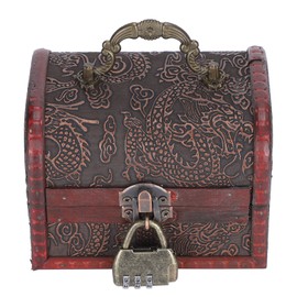 Wooden Retro Jewelry Storage Box Earring Necklace Organizer Case Photography Props(6003A01DH10S+Coded Lock )