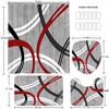 AZHM Abstract Geometric Pattern Shower Curtain Set, 4pcs Fashionable Gray