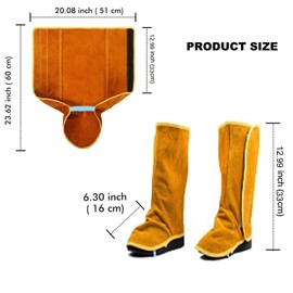 12.99 Inch Leather Welding Spats, Fire Resistant Welding Boot & Shoes Covers,Heat and Abrasion Welding Boot Covers Protection,Welding Foot Cover,Welding Safety Shoes Protectors, Welding Gaiters,1 Pair