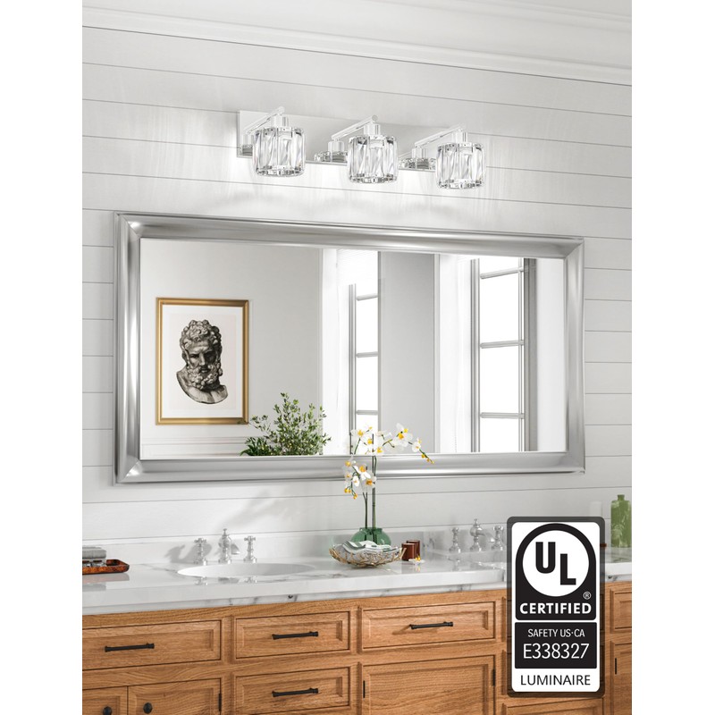 VOLISUN Crystal Vanity Lights - 3 Light Modern Stainless Steel