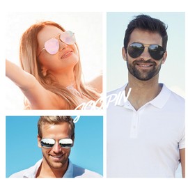 Joopin 3 Pack Polarized Tangle Free Sunglasses for Women Men, Black Aviation Sun Glasses UV Protection, Reflective Silver Sunnies, Aviation Pink Shades