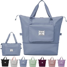 Large Capacity Foldable Travel Bag Portable Foldable Lightweight Waterproof Oxford Fabric for Weekend Sports Gym Holiday, blue