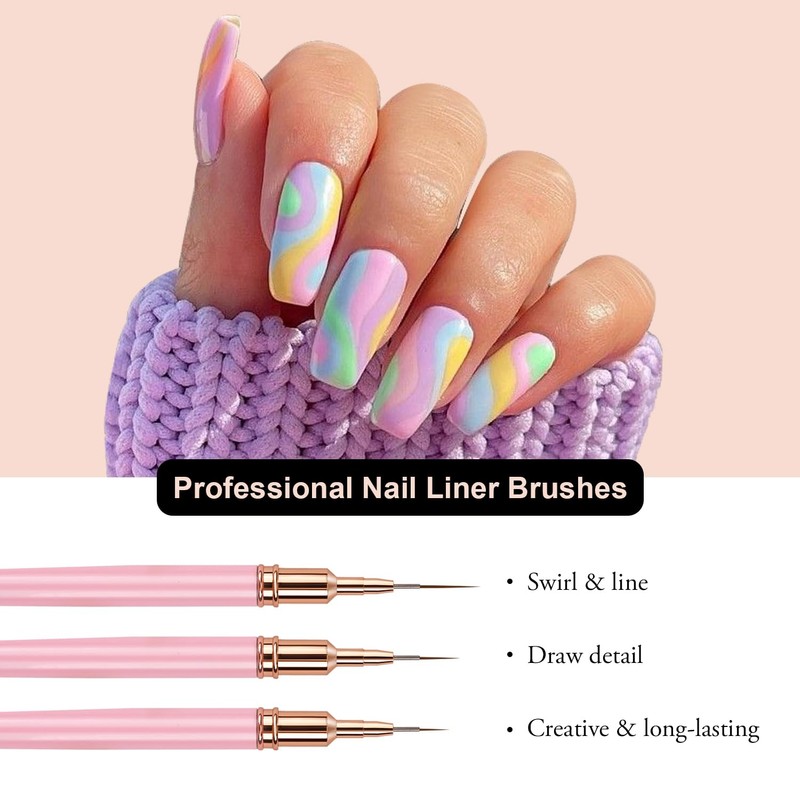 LEDSUUEI Nail Art Liner Brushes（Pink）