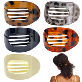 FAINCA 5 Stück Flache Haarklammer Rutschfester Flache Haarklammern für Damen Flat Hair Clip Griff Ovale Haarspangen Flach Damen Flat Haarspange Entenschnabel für Pendeln Sport Reisen