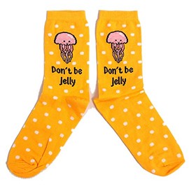 Ladies Don't Be Jelly - Jelly Fish Yellow Socks UK Size 4-8 Eur 37-42 USA 6-10