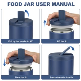 LOHASOK 19oz Soup Thermo for Hot Food Insulated Vacuum Food Jar with Buckle Lid, Stainless Steel Wide Mouth Leak Proof Lunch Container for School Travel Blue