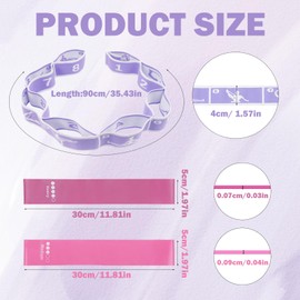 Adjustable Loops Stretching Strap, Multi-Loop Elastic Yoga Stretch Strap, Flexible Stretch Resistance Bands, Purple Dance Yoga Stretching Equipment, Stretch Assist Pull Strap for Body Shaping Fitness