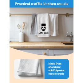KISJO Let’s Cook - Funny Kitchen Towels Kitchen Tea Towels Flour Sack Dish Towels, Hostess Kitchen Towel for Men Father Chef Friends New Home Housewarming Christmas Father’s Day Birthday Gifts