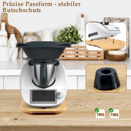 Scettar Sliding board for Thermomix TM6 TM5 sliding board for Thermomix with wheels, high-quality bamboo board for the Thermomix (wood colour)