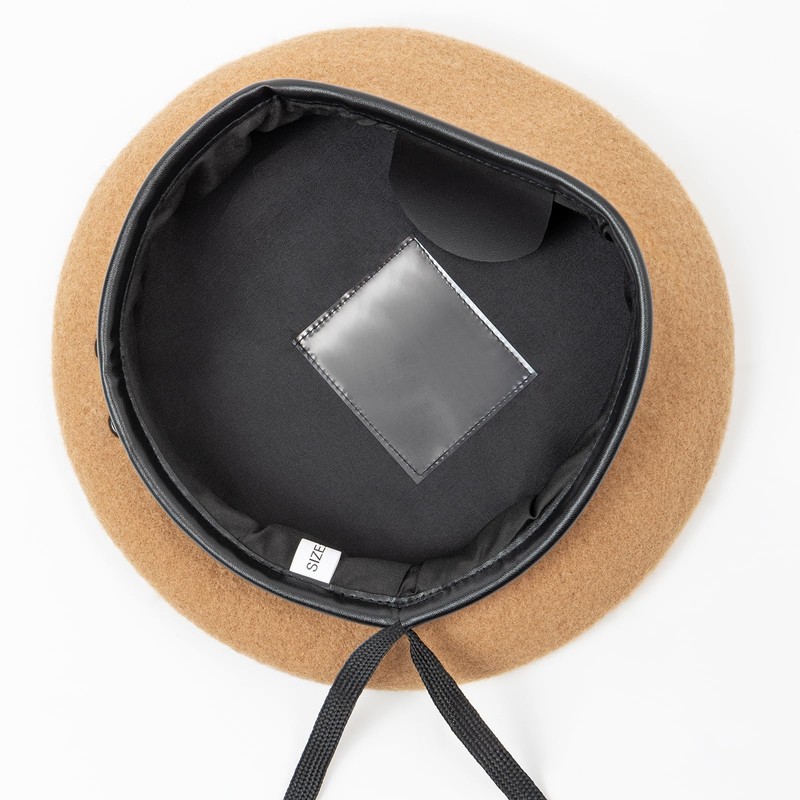 British Military Berets with Leather Sweatband, Adjustbale Army Wool Beret