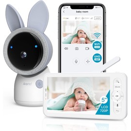 ARENTI Monitor Bebé Camara para Bebe 4MP 5" HD 2.4G&5G WiFi Monitor de Video con Visión Nocturna por Infrarrojos, Luz Nocturna, Audio Bidireccional, Detección de Llanto y Movimiento