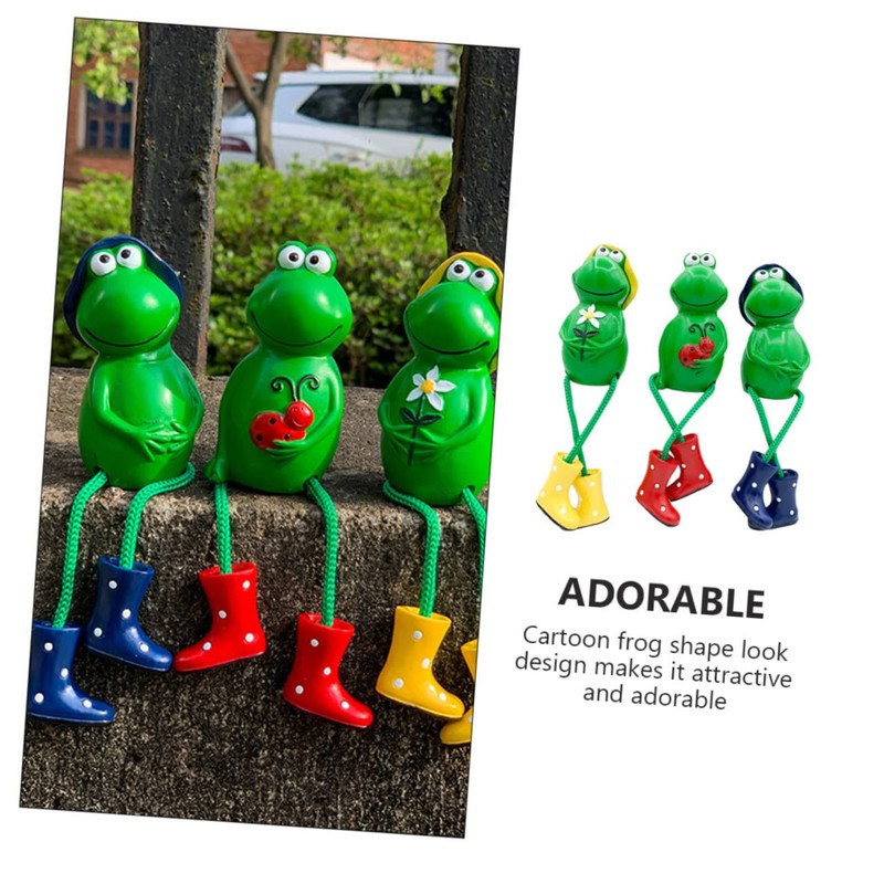 LABRIMP Resin Frog-Shaped Ornaments 3 Pack Decorative Craft Living Space
