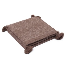 Pompon Andes - 100% Alpaca Wool Throw Blanket Handwoven Soft Warm Ethnic Design 70" x 54" (Cocoa Brown/Ivory Design)