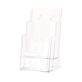 Marketing Holders Brochure Holder for 4" Trifolds Multi Tier 2 Pocket Organizer Clear Acrylic Countertop or Wall Mount Space Saving Rack Card Dispenser with Hanging Hardware
