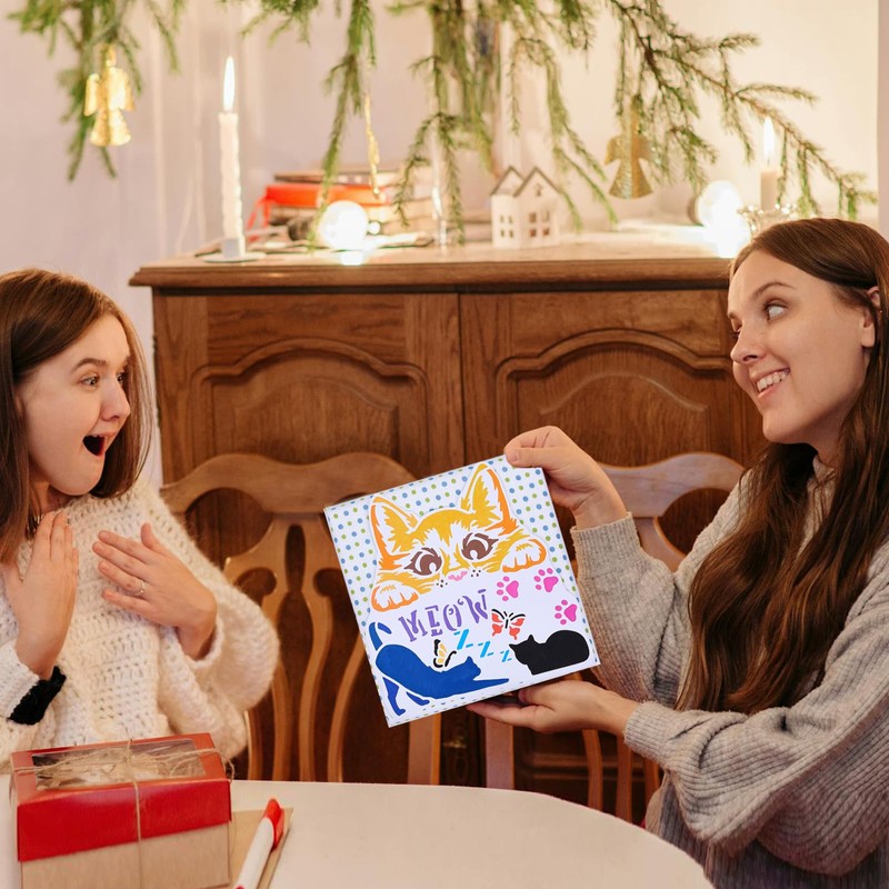 FINGERINSPIRE 5 PCS Peeking Cat Painting Stencil with 1 Pc