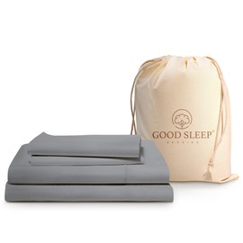 Good Sleep Bedding Full Size Sheets - 100% Egyptian Cotton Sheets Full Size, 4Pc, 1000 TC, Sateen Weave, Hotel Full Size Sheet Sets, Soft, Full Bed Sheets Deep Pocket Fits Upto 16" - Light Grey