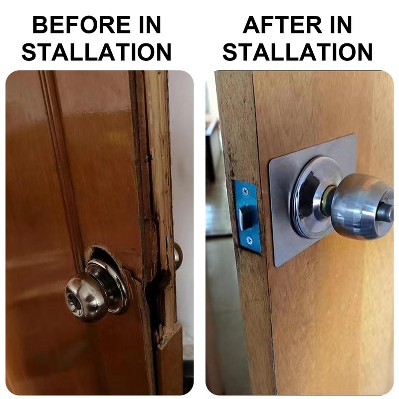 8Pack Door Knob/Deadbolt Reinforcement Plate Matte Black, Door Lock Fixing