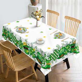Arquiel St. Patrick's Day Shamrock Tablecloth Waterproof, Spring Green Table Cloth Rectangle Stain Resistant, Washable Table Cover for Home Kitchen Dining Party Decoration (60×120 Inch)