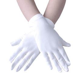 ALVOGIMOR Men Women Wrist Length Spandex Stretch Gloves,Wedding Party Christmas Costume Party Dance Gloves (White, one size)