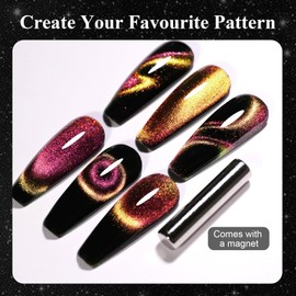 Ozzeal 9D Cat Eye Gel Nail Polish, 0.5 Fl Oz Pink Chameleon Holographic Glitter Cat Eye Gel Polish with Magnet UV LED Magnetic Gel Nail Polish Sparkly Home DIY Manicure Nail Salon Manicure