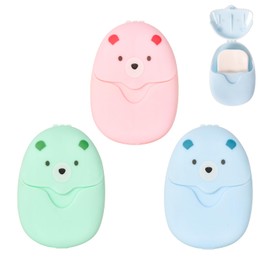 3 Boxes (150 Sheets) Disposable Soap Paper, Portable Mini Travel Pack, Cute Cartoon, Soap Paper for Hand Washing, Storage with Buckle, Suitable for Travel, Camping, Picnic, Hiking