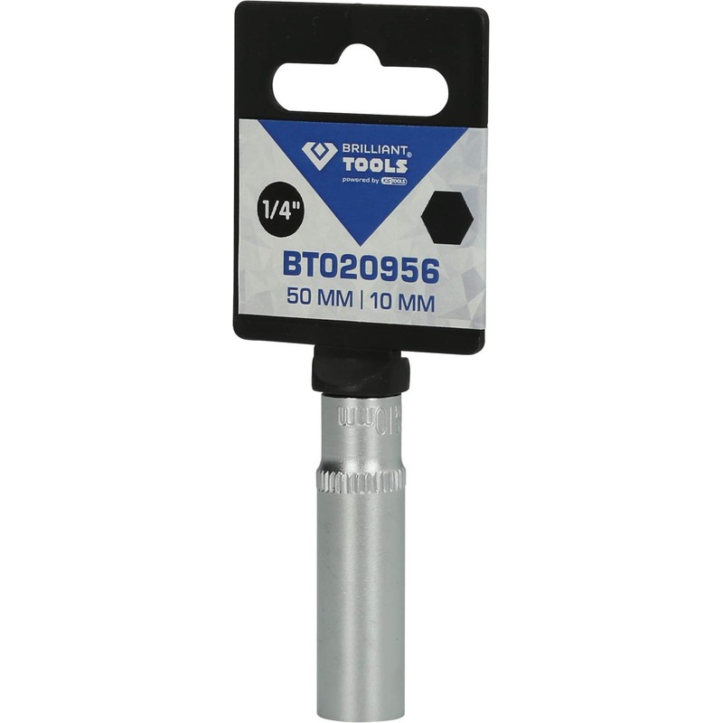 BRILLIANT TOOLS BT020956 1/4 Inch Hexagonal Socket, Long Design, 10