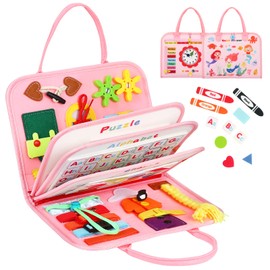 8 in 1 Toddler Busy Board for 1 Years Old, Montessori Toy Busy Book for Toddlers 1-3 Educational Toy Activity Basic Motor Skills, Kid Travel Essential 2-4 Yr Birthday Valentines Easter Gift for Girl