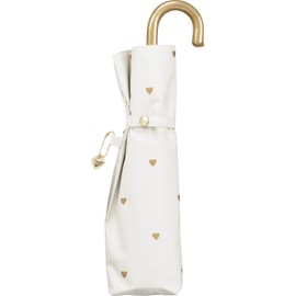 Wpc. 801-13046-102 Parasol Folding Umbrella, Light Shielding Gold Petite Heart Mini Off <100% Light Shading Ratio 100% UV Reduction UPF 50+ For Rain or Shine> 50cm Ladies Heart Charm Feminine Work