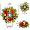 YULETIME 18-in Centerpiece with Flameless LED Candle Holder, Red Magnolia
