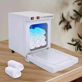 BIXIBIN 200W 2-in-1 Electric Hot Towel Warmer, Professional Cabinet with UV for Spa, Barber, Salon, Home Portable 11.6x8.3x10.3 (White)