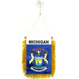 AZ FLAG Michigan Pennant 15 x 10 cm - State of Michigan Mini Flag 10 x 15 cm - Car Pennant Special Car
