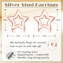 Josfeva 925 Sterling Silver Stud Earrings, Heart Star Cross Stud Earrings for Women Girls, Hypoallergenic Cartilage Earring Plugs, 925 Silver Flat Simple Ear Plugs, Small Earrings Jewellery in Gift