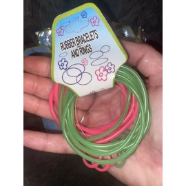 Blue Light 100 Piece Pink GreenRubber Bracelets Rings NEW Bracelet Rings Jelly Bangle Party