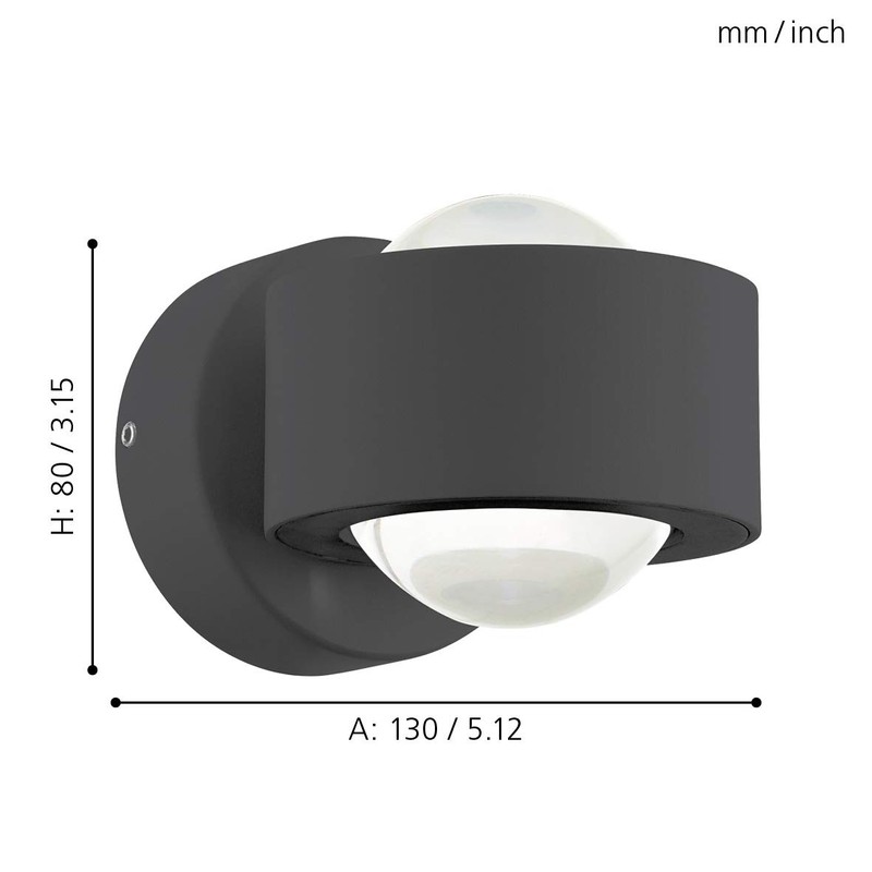 EGLO Wall/Ceiling Lamp, Aluminium Integriert, 3 W, Anthracite