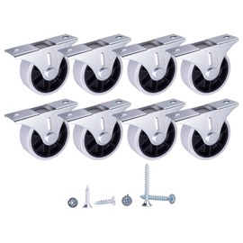 SKIR'CO (Pack of 8) 40mm Rubber Wheels Furniture Castors Fixed Castors Non Swivel Screws Included