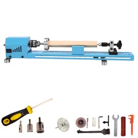 Mini Wood Lathe Machine Multi-Purpose Upgraded And Lengthened Processing Diameter 11inch Support Turning Cutting Sanding Polishing Wood, Professional Customized Tool Accessories
