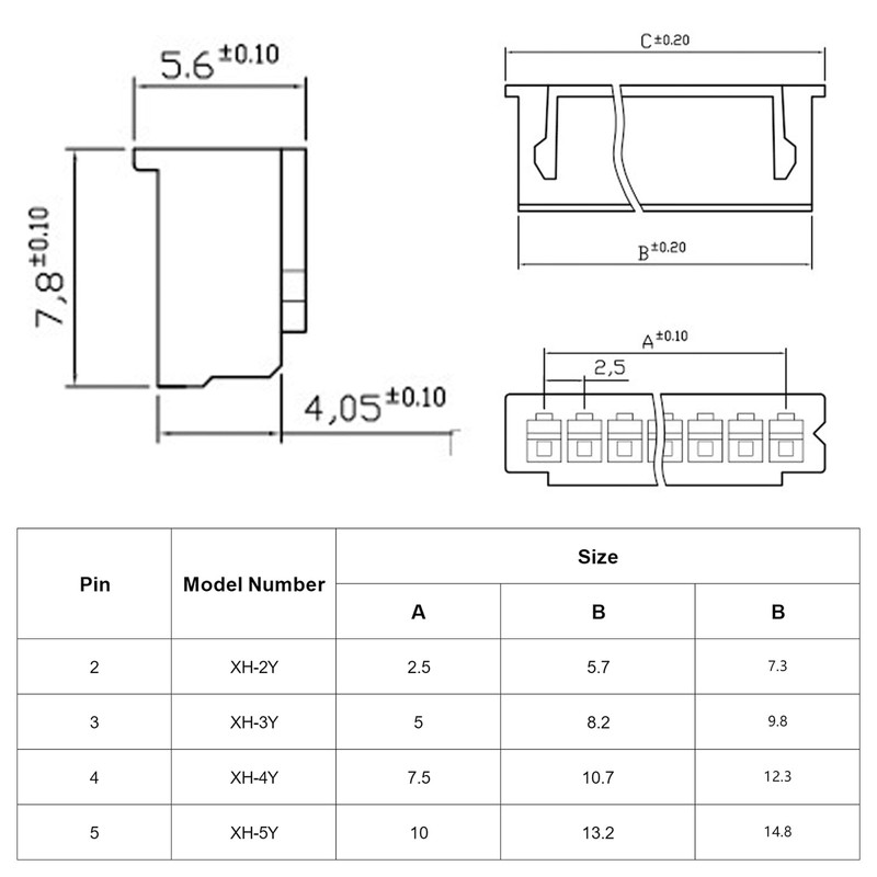 720PCS JST XH 2.54mm Connector Kit,Male and Female 2/3/4/5 Pin