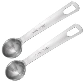 BOHUIZ 2 x 5 ml measuring spoons, stainless steel measuring spoons, coffee spoons, portioners, spice spoons, dosing spoons for baking, cooking