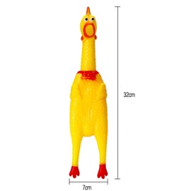 XFLYP 2 Stück Gummi Schreiend Hühner Spielzeug, Hundespielzeug Rubber Screaming Chicken Yellow Quietschende Dekompression Kleines Spielzeug zum Reinigen der Zähne(2*Gelb 32cm)