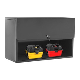 YIYIONCE 2-Tiers Garage Wall Cabinet 32" W x 13" D x 20" H Semi-Open Metal Wall Cabinets for Garage Wall Mounted Garage Storage Cabinet with 90° Up-flip Door Locking Tool Storage Cabinet | US Stock