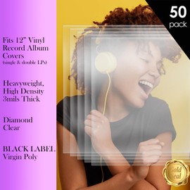 GOLD SEAL Vinyl Record Outer Sleeves for 12" LPs, 3 mils Thick, Premium Heavyweight Record Cover Protectors, High-Density Diamond Clear Polypropylene, 12.75" x 12.75",(50 Pack)
