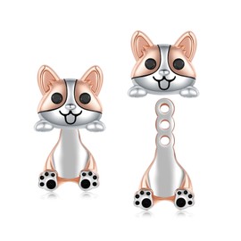 925 Sterling Silver Welsh Corgis Stud Earrings for Women Hypoallergenic Cute 3D Corgy Puppy Cat Koala Ear Studs for Teens Adorable Corgi Dog Animal Earrings Studs Jewelry Gifts for Daughter (Corgi)